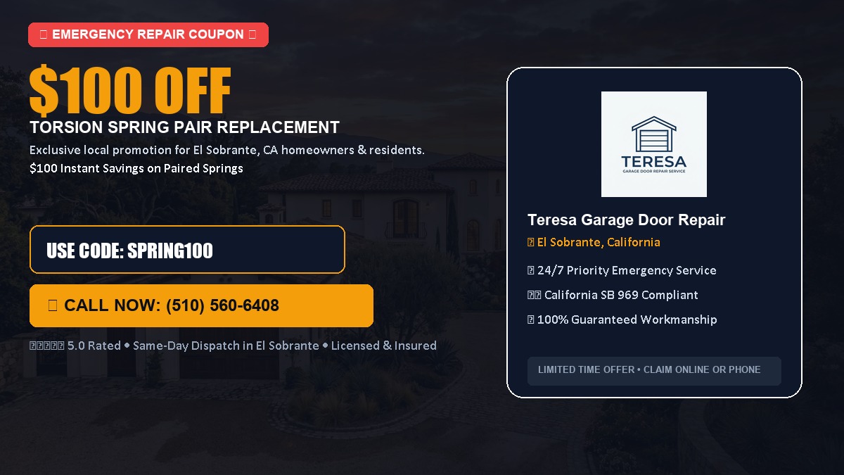 $100 OFF Heavy-Duty Torsion Spring Pair Replacement in El Sobrante, CA