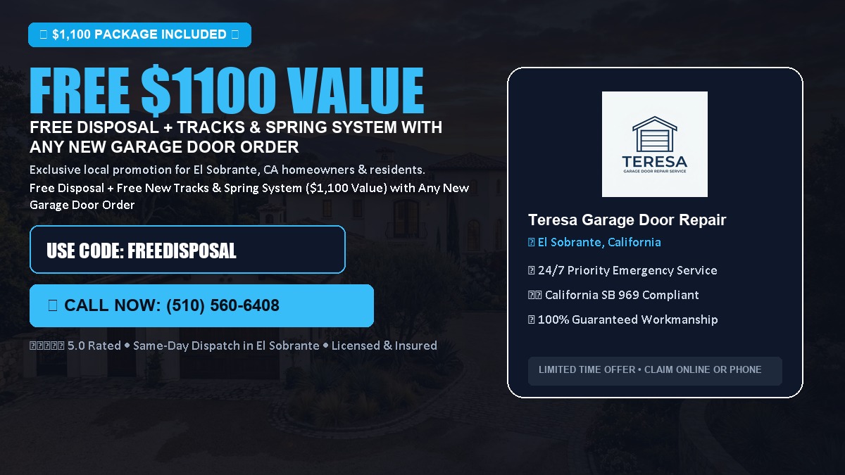 Free Disposal + Free New Tracks & Spring System with Any New Garage Door Order ($1100 Value) in El Sobrante, CA